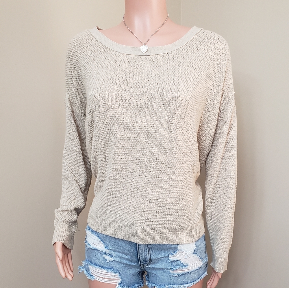 Aeon • Tan Criss-Cross Back Light Sweater Size S
